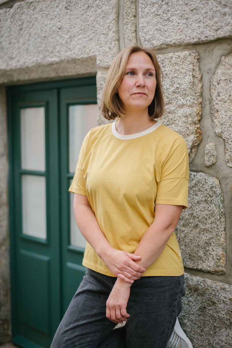 Mareta - Seapath T-Shirt Frauen Baumwolle aus Deadstock Mustard