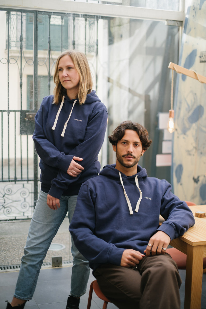 Seapath Unisex Hoodie Organic Cotton from Deadstock Navy Blue