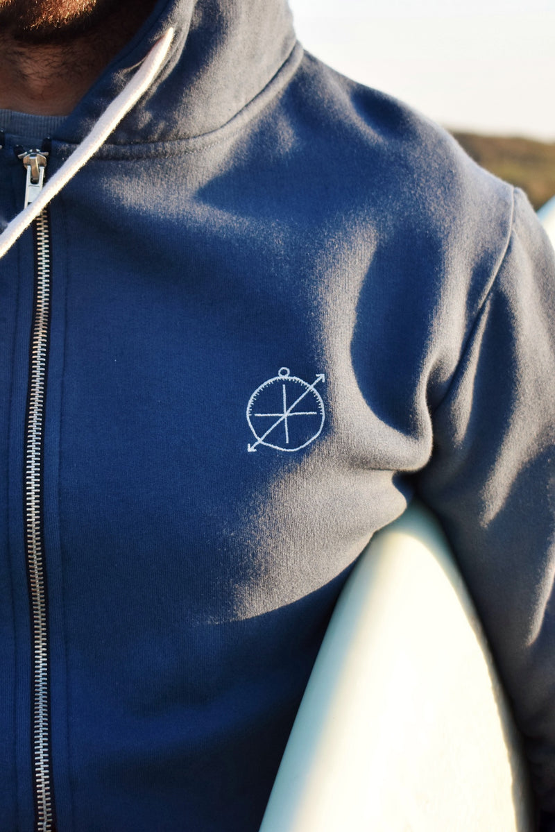 Astrolabe - Seapath Men Zip Jacket Organic Cotton Navy Blue