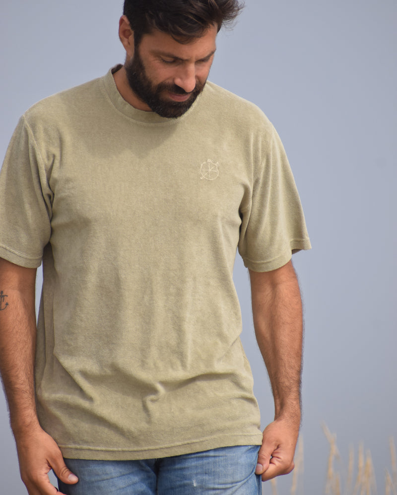 Arnela - Seapath Men T-shirt Cotton from Deadstock Olive Gray